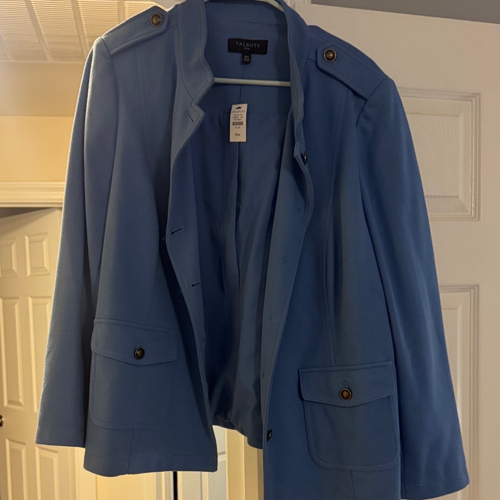 Talbots Women's Utility Jacket in Light Blue. Size 16 w